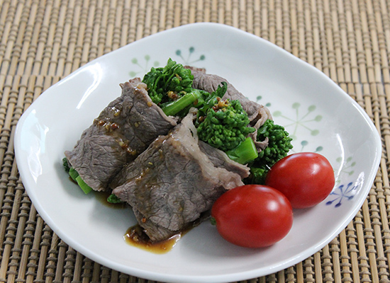 花菜の牛しゃぶしゃぶ肉巻き